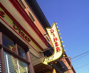 Pictured is a "retro era" Diner in Calgary, Canada.  Photograph by Greg Hennigan of Calgary.